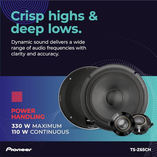 Image of Pioneer Z-Series TS-Z65CH 6.5 inch 2-Way Speakers (Pair) - 330W Max, Crisp Highs + Clear Vocals, Audiophile upgrade, add an amplifier for optimal performance