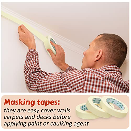 Image of Fainne 45 Rolls Masking Tape Bulk 1 Inch 55 Yards | General Purpose Tape for Classroom, Labeling, Crafts, Office, School Projects, Easy Tear & Clean Removal, Beige White