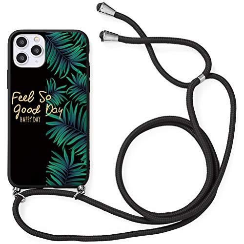 Yoedge Silikon Hülle für Huawei Mate 10 Lite/Nova 2i 5.9″ Blumen Handykette Necklace Handyband Umhängeband Lanyard Handy Handyhülle Handytasche zum Umhängen für HuaweiMate10Lite Hülle, Grünes Blatt