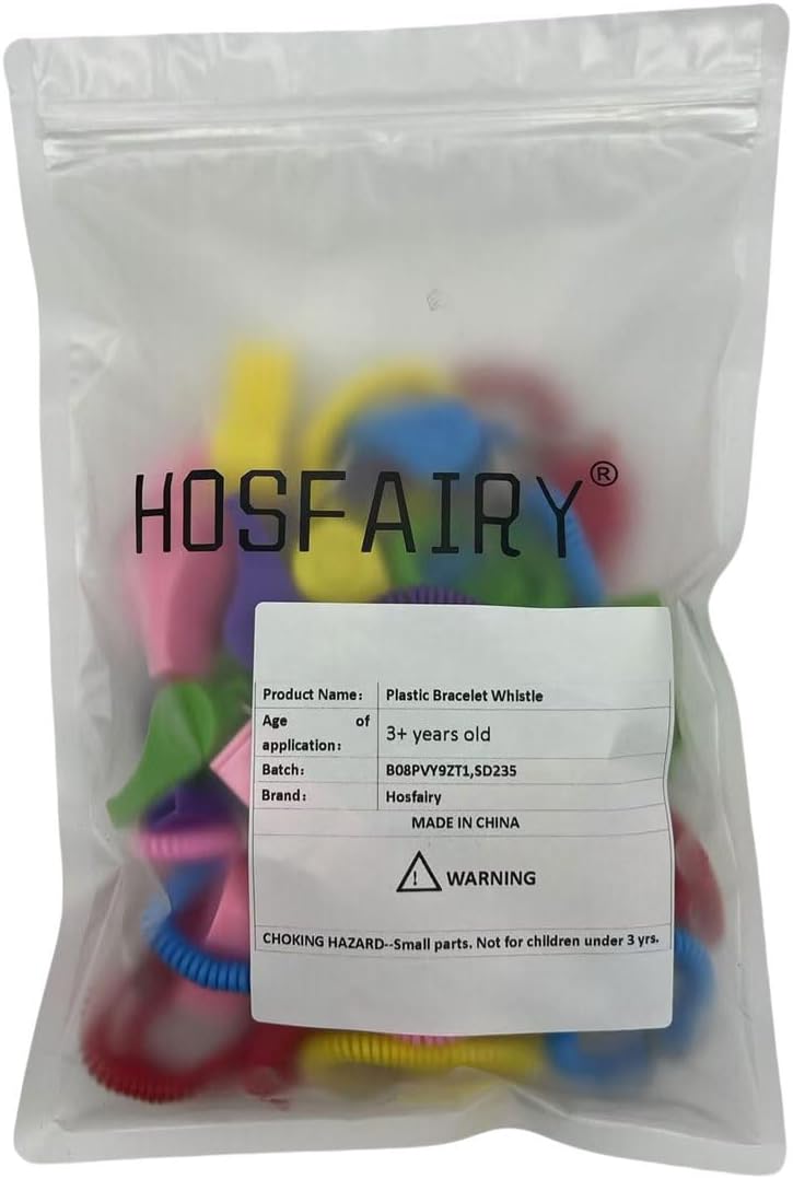 24pcs Plastic Bracelet Whistle Whistle Keychain Outdoor Sports Wrist Easter Basket Birthday Party Decoration