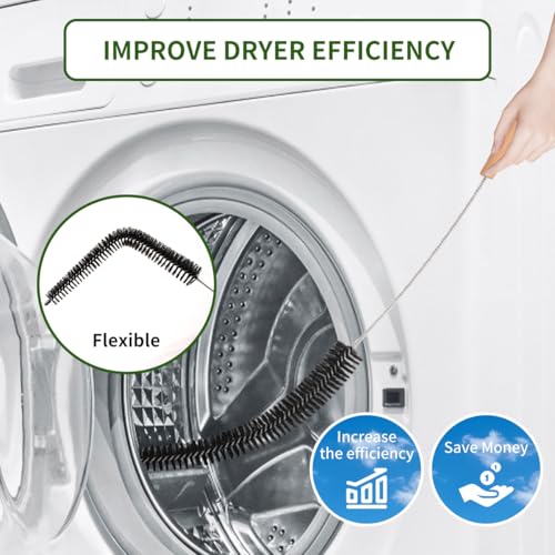 Image of 2 Pack Refrigerator Coil Cleaning Brush - 30 Inch Long Handle Dryer Lint Brush Vent Cleaner for Household Use, Duct Remover, Crevice Cleaning Brush, Washing Machine Cleaning Tools