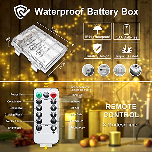 Cadena de luces con batería 2 pack impermeable miniatura 5