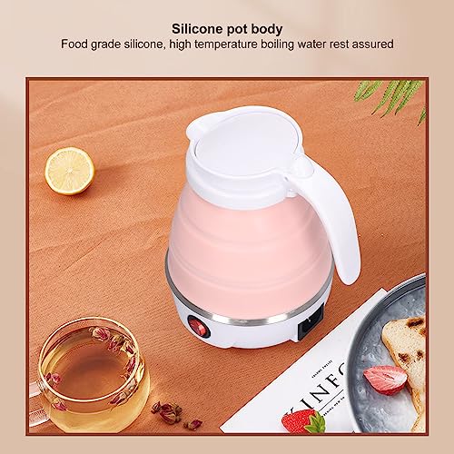 Hervidor eléctrico plegable portátil 0.6L rosa miniatura 4