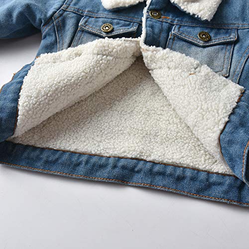 Jmoory Toddler Baby Boys Girls Thick Denim Jacket Kids Fleece Lining Jacket Coat Outwear(Blue, 120/4-5T) #TOP4