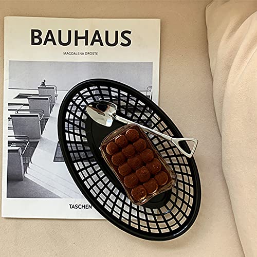 Agyvvt Plastic Oval Fast Food Baskets Fryer Basket for Party,Set of 12 (Black) (Black)