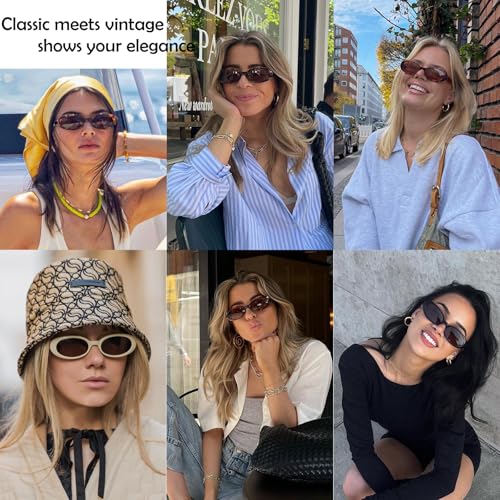 mosanana Tiny Oval Sunglasses for Women Small Face Mini Narrow Style MS523594