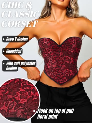 Image of ChiaoLezhee Heart Corset Top For Women, Sexy Concert Outfits Going Out, Strapless Crop Top, Overbust Bustier