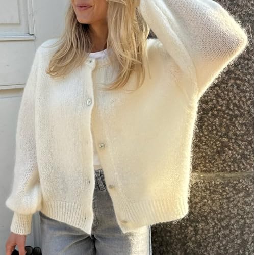 Image of Women Y2k Crop Cardigan Sweater Long Sleeve Button Down Cardigan Vintage Open Front Sweater Cute Knit Pullover Tops