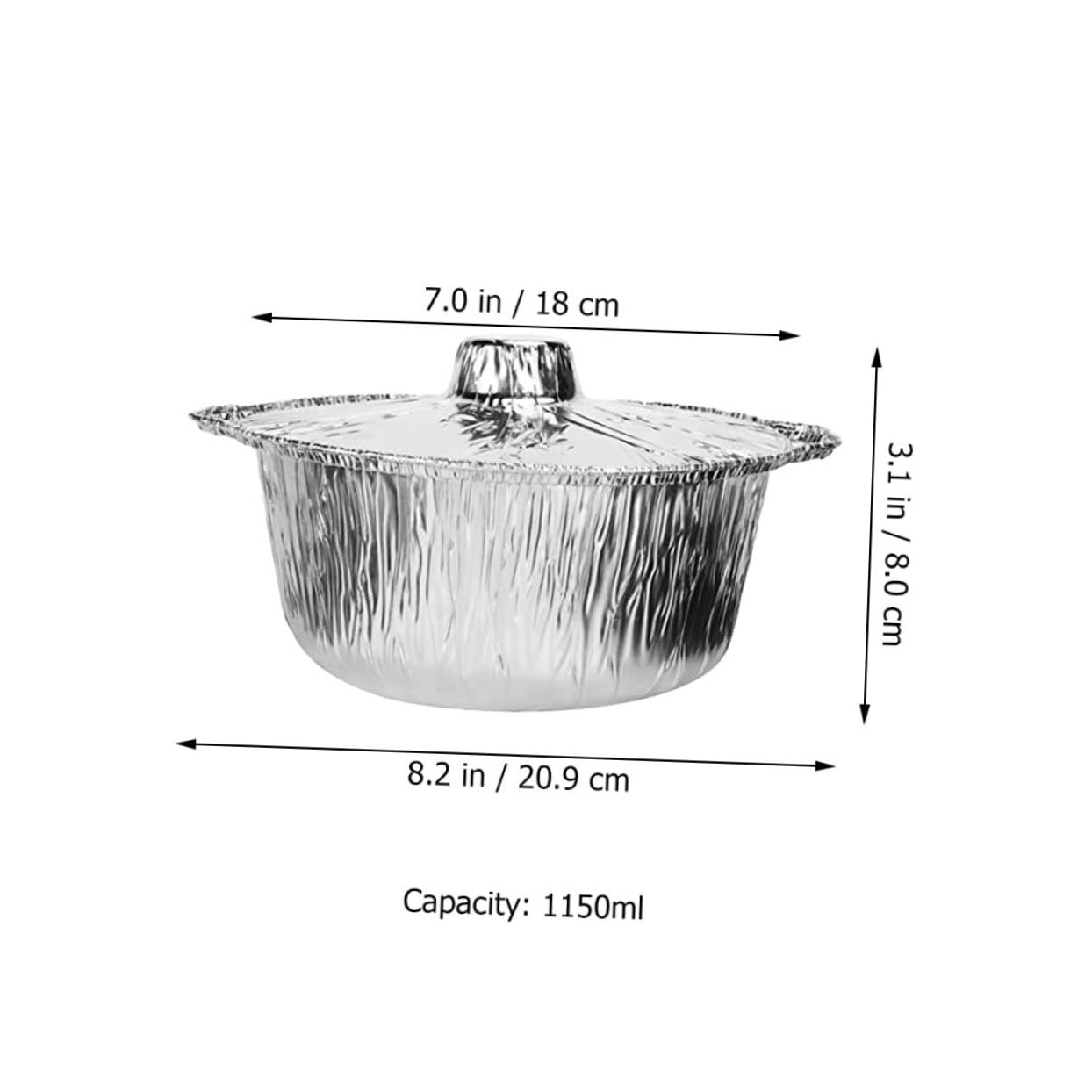 UPKOCH 5pcs Round Tin Foil Pots Lid Portable Grill Pans Compact Grill Pot Multi-function Food Containers Aluminum Pans Round