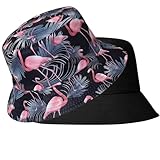 oooaooo Flamingo Hut, Fischerhut Herren Und Damen,Double-sidedFischerhut Lustig, Anglerhut Lustig Schön Und Langlebig Klappbar Bucket Hat Herren Geeignet Für Angeln Camping Und Outdoor Reisen