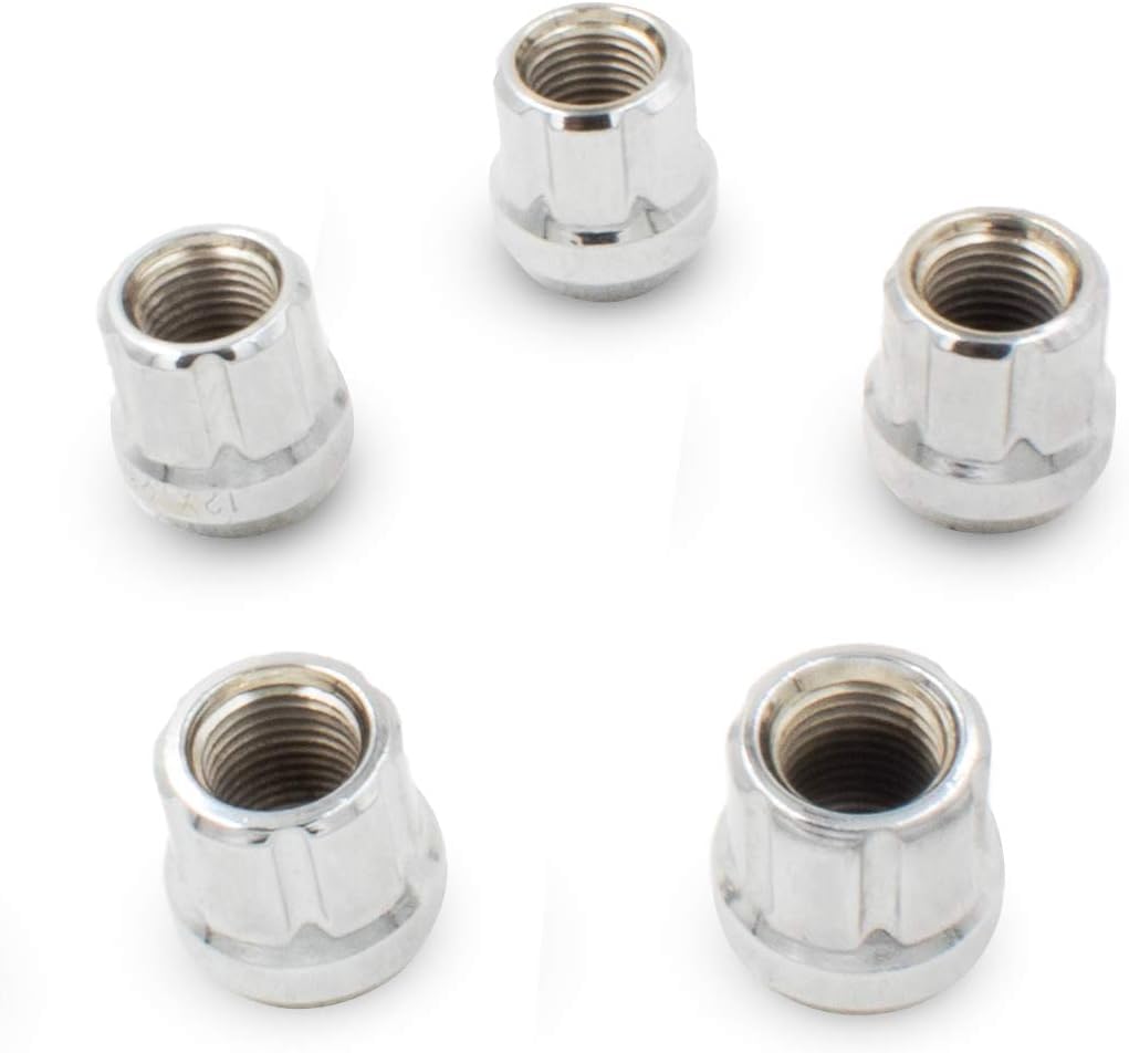 Wheel Accessories Parts 20 Pcs 1/2"-20 Thread Open End Bulge Acorn 21mm 0.84" Long Lug Nuts Chrome 6 Spline Car Hex Fits Ford Mustang ｜ Jeep CJ Wrangler Grand Cherokee