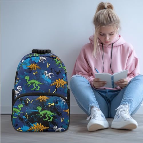 Funnydude Dinosaur Graphic Aesthetic Backpack with Lunch Box and Water Bottle Sleeve Girls Boys 3 in 1 Backpack Set4