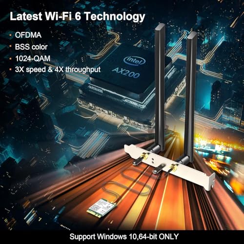 WiFi 6 Wireless Card AX210 NGW Bluetooth 5.3 Dual Band 5400Mbps for Desktop PC Supports Windows 10/11 (64bit) M.2/ NGFF Includes Ipex Cable, 5dBi... - Image 4