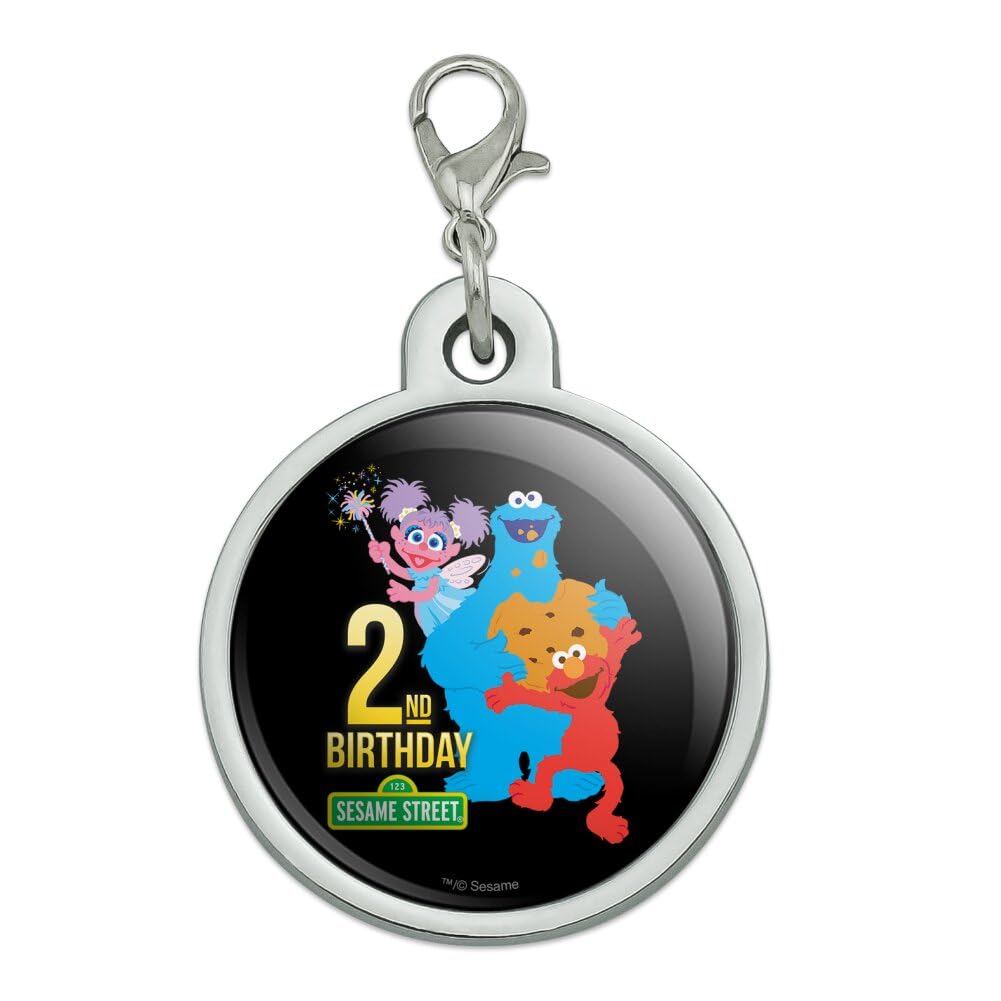Sesame Street 2nd Birthday Chrome Plated Metal Pet Dog Cat ID Tag - Large