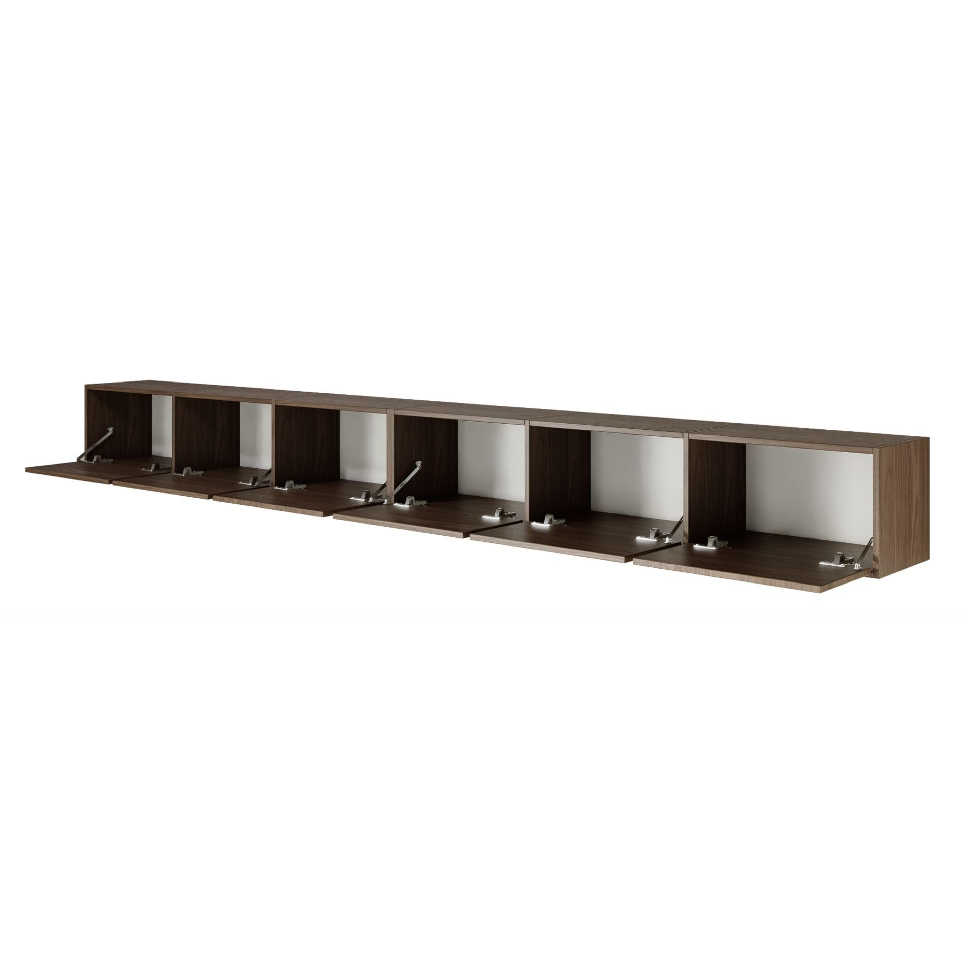 Selsey TV Lowboard Hängend Walnuss Wisconsin 300 cm Minimalistisches Design mit Push-to-Open 16 mm Laminierte Spanplatten 6 Klappen Platzsparend Ideal für Wohnzimmer Matte Oberfläche Made in Europa