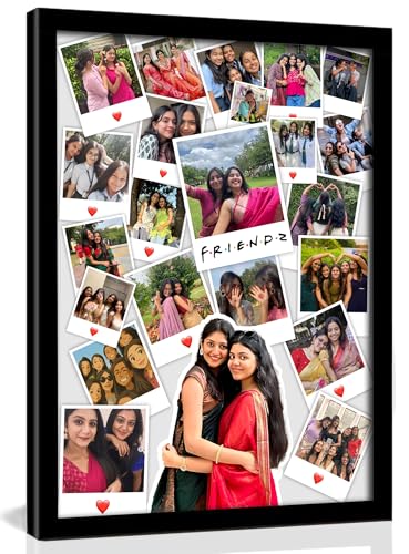 Image of Personalized FRIENDZ Polaroid Style Collage Photo Frame | Customized Aesthetic Gift for Best Friends, Girls & College Memories | Birthday, Farewell & Friendship Day | A3 /A4 /A5 Wooden Frame