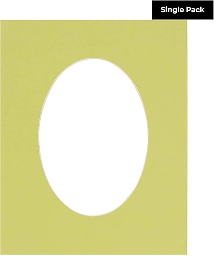 Miniatura 2 de CountryArtHouse Tapete ovalado de 8 x 20 pulgadas, sin ácidos, color verde pistacho con núcleo blanco, corte biselado para fotos de 5 x 15 pulgadas,