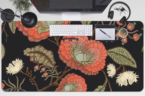 Couverture de bureau fleurs rétro tapis de table lavable pour espace de travail