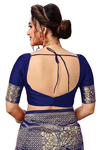 Image of TRENDMALLS Women's Banarasi Silk Saree with Unstitched Blouse Piece