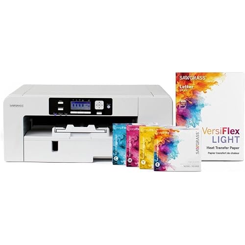 Sawgrass SG1000 VersiFlex Printer Bundle, Innovative Inks & Light Heat Transfer Paper Bundle - Soft-Touch Infusible Ink, 8.5x11 Paper - Professional Results on Untreated Fabric and Wood