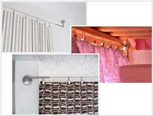 Ikea DIGNITET Curtain Wire 197 "+ Corner Fixture + 24 Rings with Clips, New