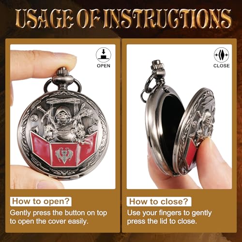 Image of Kabinka D&D Dice Set with Pocket Watch Shell, 7Pcs Polyhedral Dice Set, DND Dice with Necklace Perfect for Dungeons and Dragons Dice, RPG, Role Playing Dice Accessory (DM, Ancient Silver)