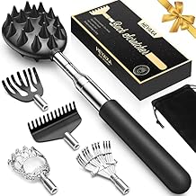 Upgraded Reinforced Telescoping Back Scratcher with 5 Detachable Heads, Larger Scratching Tips, Stocking Stuffer &amp; White Elephant Gifts for for Men Women Adults