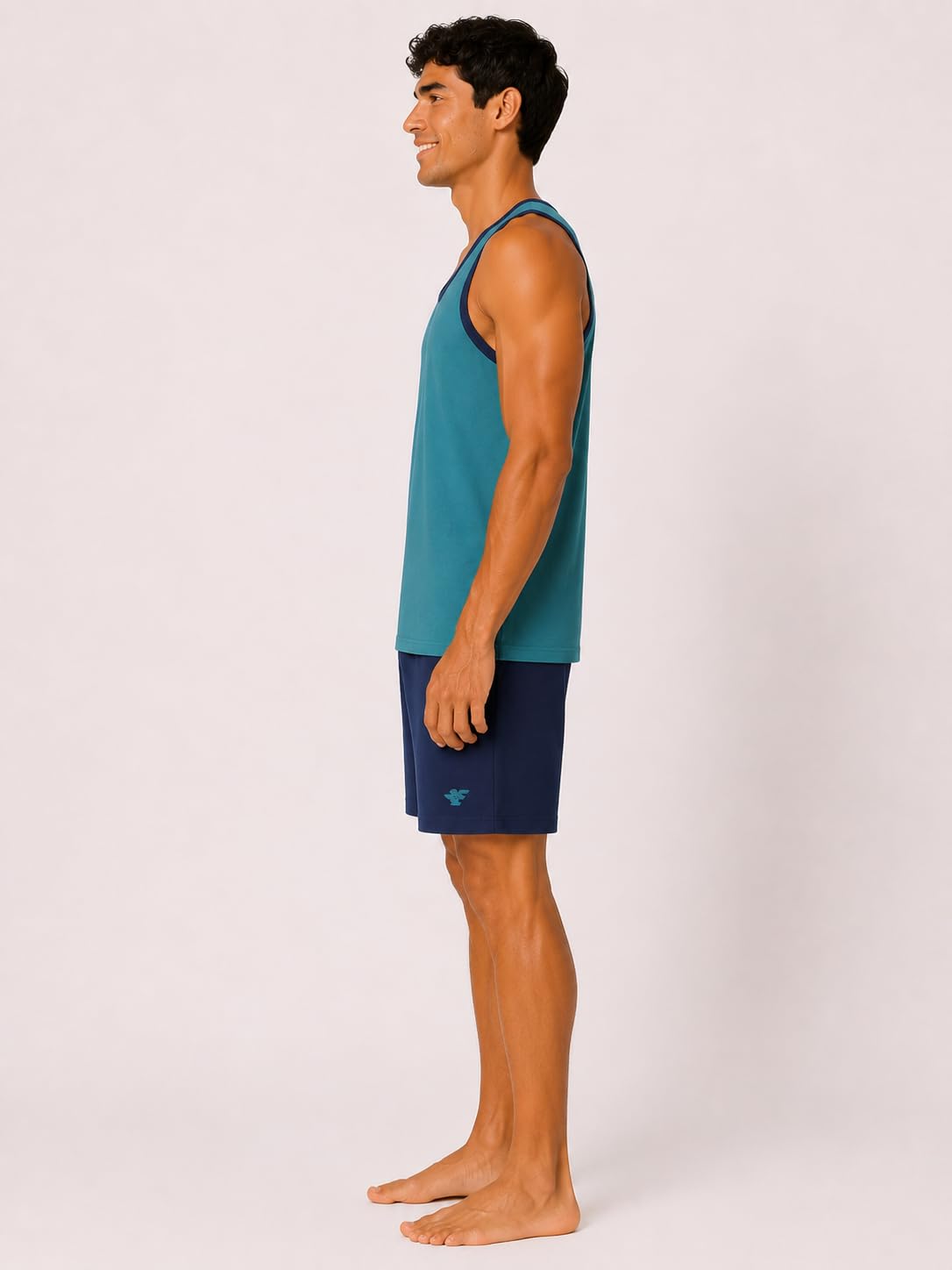 Pigiama Uomo Cotone Corto Leggero Estivo – Canotta e Pantaloncini - Pigiama Due Pezzi in 100% Fresco Cotone –