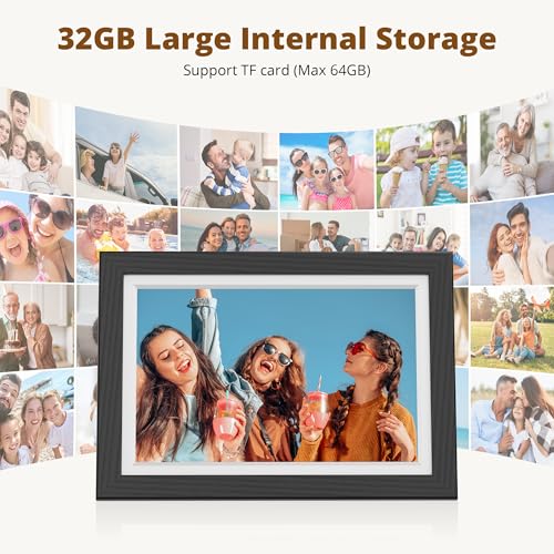 Image of Dragon Touch Digital Picture Frame WiFi 10 inch IPS Touch Screen Digital Photo Frame Display, 32GB Storage, Auto-Rotate, Share Photos via App, Email, Cloud, Classic 10 Brown