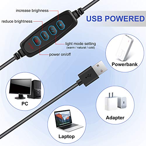 Video Conference Lighting Kit, HALSHI Light for Video Conferencing, Ring Light with Clip, Lighting for Video Conferencing,Remote Working,Zoom Calls,Self Broadcasting,Live Streaming - Thumbnail 5