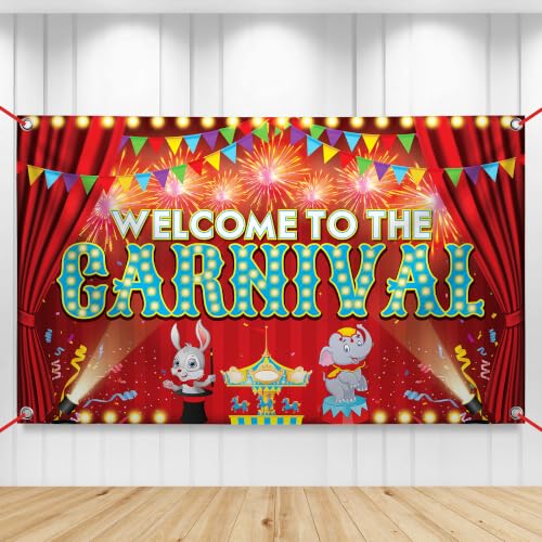 Image of KatchOn, XtraLarge Welcome to the Carnival Banner - 72x44 Inch | Carnival Decorations, Circus Backdrop Banner | Carnival Theme Party Decorations, Outdoor Events, Party Games, Photo Props Decor