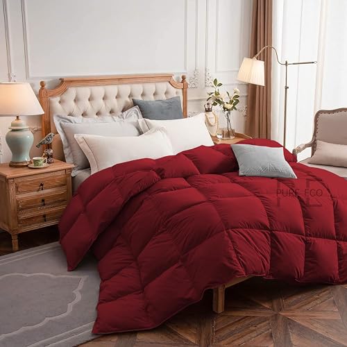 Image of PURE ECO Comforter Single Size - Soft Microfiber 300 GSM Comforter for Winter - Soft & Luxury Design Duvet /Blanket Single Size (60 inchX90 inch) - Burgundy Color