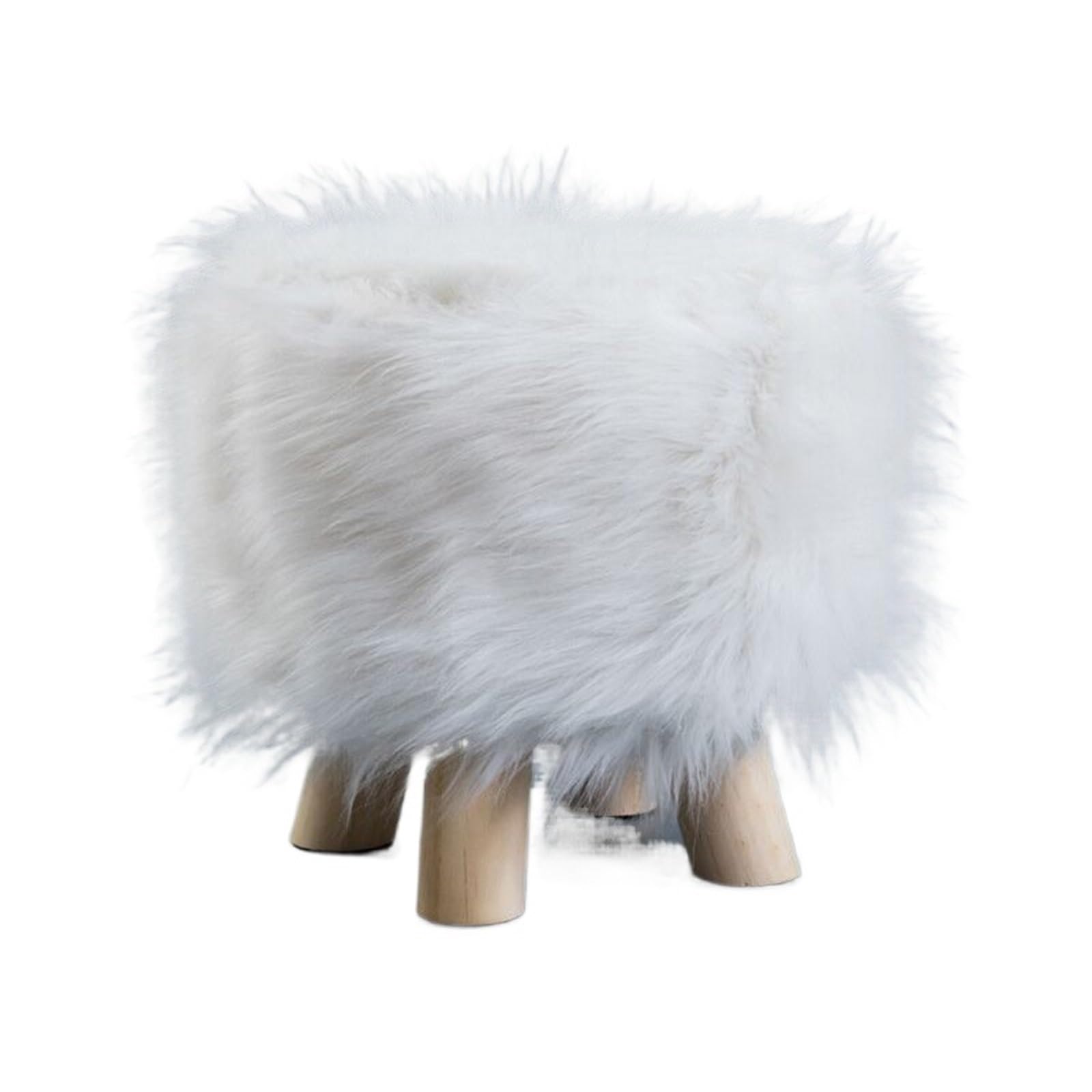 SHENJMAI Stool Covers Round Plush Fabric Ottoman Cover Footrest Covers Wool Soft Chair Footstool Protector(White)