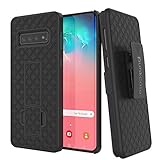 PunkCase S10 Case with Screen Protector, Holster Belt Clip & Built-in Kickstand [Non Slip] Dual Layer Hybrid TPU Full Body Protection [Slim Fit] Compatible W/Galaxy S10 [Black]
