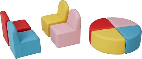 Miniatura 9 de kinbor Sofá infantil de 8 piezas, juego de asientos flexibles modulares para preescolar, sala de juegos, aula, sofá multifuncional para niños,