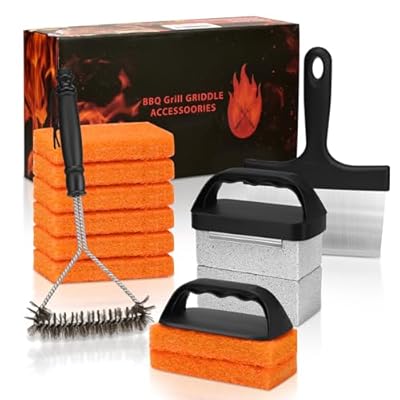 Griddle Cleaning Kit for Blackstone, Flat Top Grill Accessories Cleaner Tool Set Grill Stone, Griddle Scraper, Scouring Pad and Handles, Multifunctional Griddle Accessories Easy to Remove Stain