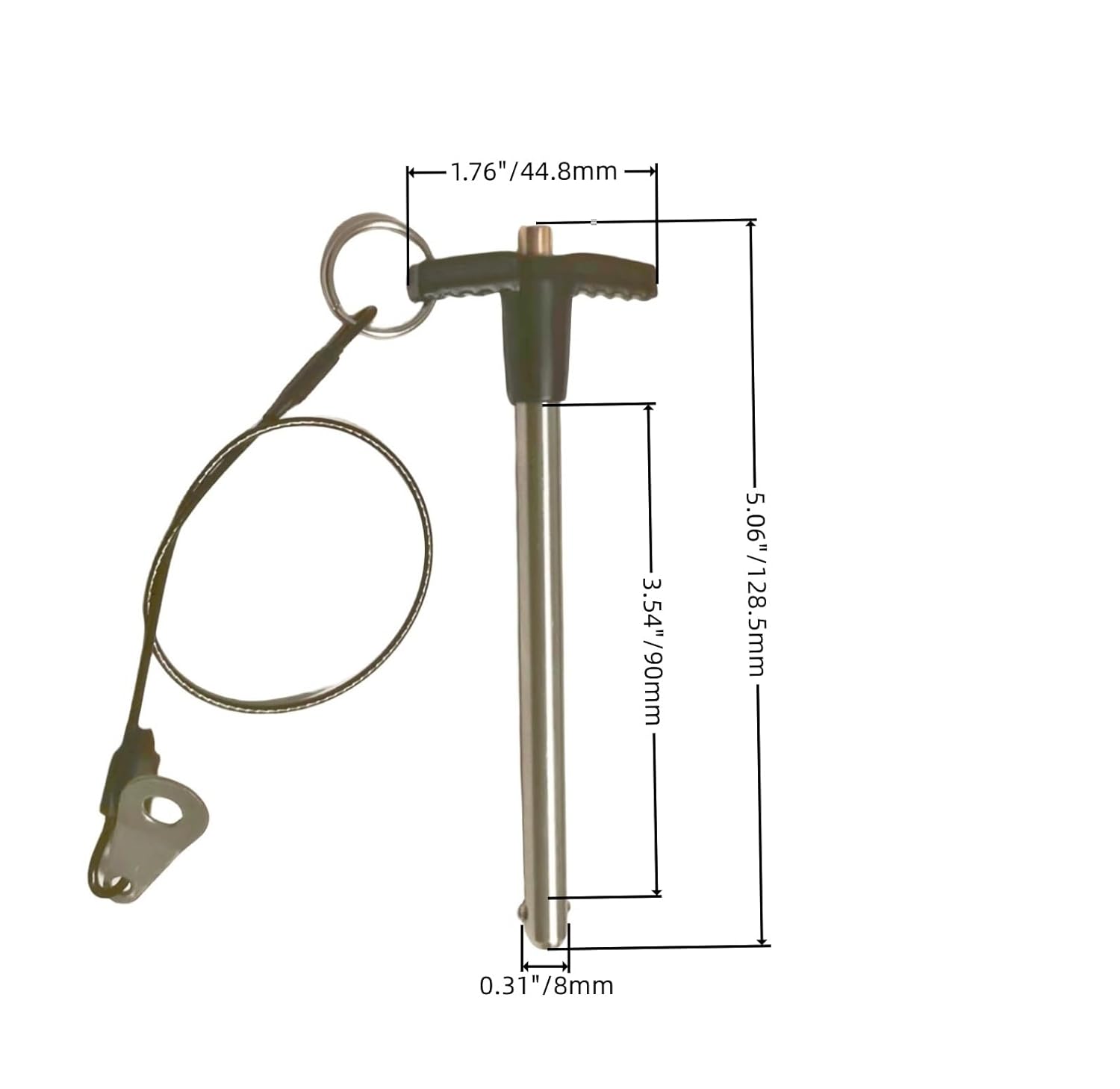 T-Handle Locking pin 304 Stainless Steel Grip Push-Button Locking Quick-Release pin with Safety Rope (Φ5/16in x 3-1/2in(2PCS))
