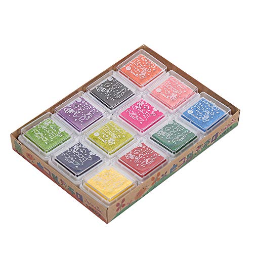 Ypselected 3 X 3Cm Mini Craft Ink Pad Inkpad For Paper Wood Fabric 15 Colors Available For Rubber Stamps (12 Colors Set) #TOP2