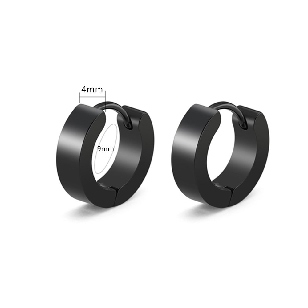 3 Pairs Stainless Steel Black Stud Earrings for Men Women CZ Earrings