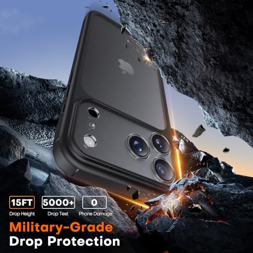 Image of TAURI for iPhone 17 Pro Case, with Screen Protector, Matte Black | Full Camera Protection, Anti-Yellowing Military-Grade Protection Shockproof Slim Phone Case for iPhone 17 Pro