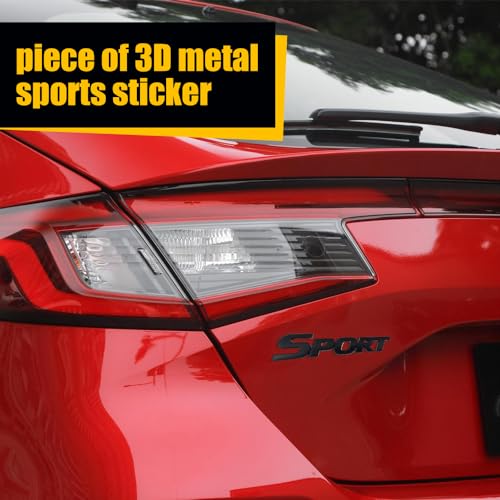 Image of 2PCS 3D Metal Sport Sticker for Car, Car Sport Emblem, 3D Premium Side Rear Trunk Emblem Badge Decals, Auto Badge Stickers Exterior Decoration Accessories Fit Most Cars (Black)