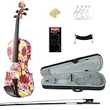 Kinglos 4/4 Gorgeous Colored Ebony Fitted Solid Wood Violin Kit with Case, Shoulder Rest, Bow, Manual, Extra Bridge and Strings Full Size