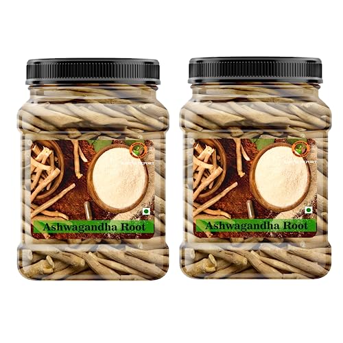Image of Kartik Export Sabut Ashwagandha Root, Helps Fight Anxiety and Stress (Jar Pack 2 X 500g), 1KG
