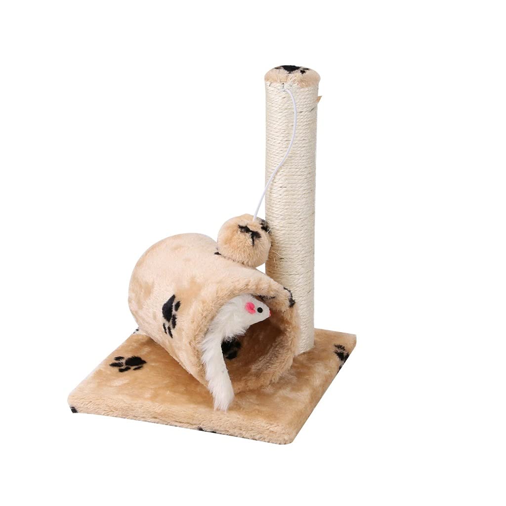 Arbre à chat beige pour le salon où votre chaton adore faire sa sieste au soleil