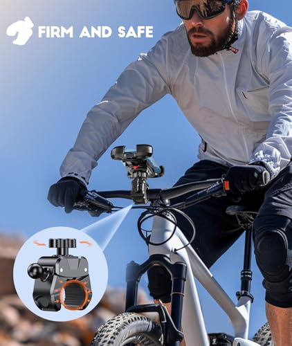 Image of Viccux Motorcycle Phone Mount, Upgrade [Never Fall Off] [Heavy-Duty Clamp] Bike Phone Holder, 360 Rotatable Phone Holder for Bike Motorcycle Bicycle Scooter Compatible with Cellphones 4.7-6.8 inch