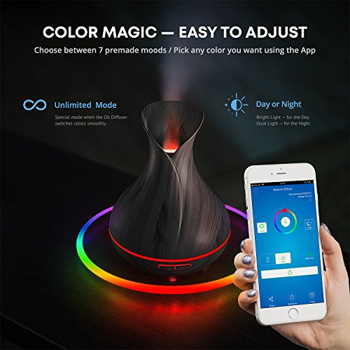 Smart Wifi Wireless Essential Oil Aromatherapy 400Ml Ultrasonic Diffuser & Humidifier With Alexa & Google Home Phone App & Voice Control - Create Schedules - Led & Timer Settings #TOP2