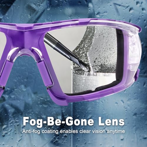 UKNOW Safety Glasses - Anti Fog Wraparound Lenses - Removable Foam Gasket - ANSI Z87.1 Protective Eyewear - Impact Resistant
