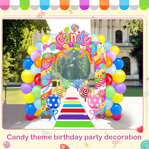 Image of HunnmingRe 3 Pcs Lollipop Candyland Party Decorations for Door Large Porch Sign Door Arch Banner Set Colorful Candy Land Themed Birthday Baby Shower Sweet Shop Party Supplies