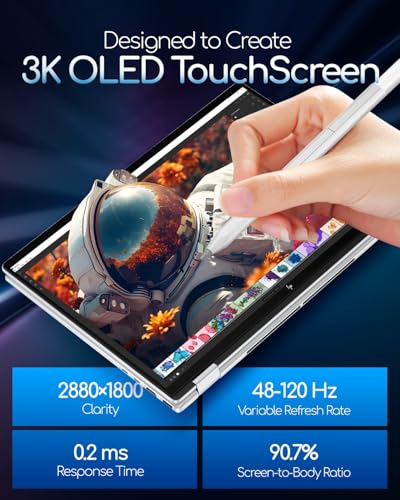 Image of HP OmniBook 7 Flip 16 2-in-1 Copilot+ Laptop - Intel Ultra 7 258V(47 NPU Tops) - 16 inch 3K OLED Touchscreen - Wi-Fi7, 5MP IR Camera, Backlit KB, w /Accessory - Win 11 Pro (32GB DDR5 | 2TB SSD)