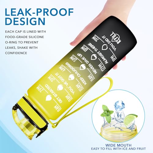 Image of Enerbone 32 oz Water Bottle, Leakproof BPA & Toxic Free, Motivational Water Bottle with Times to Drink and Straw, Fitness Sports Water Bottle with Strap for Office, Gym, Outdoor Sports